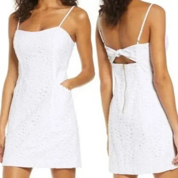 Lilly Pulitzer Shelli Dress Resort White Large Petal Eyelet